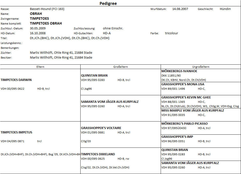 Basset Pedigree